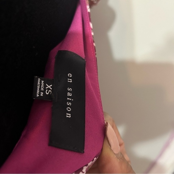 Anthropologie En Saison Red Ditzsy Midi Dress Sz XS Floral Chiffon Pleated Skirt - Picture 13 of 14